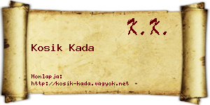 Kosik Kada névjegykártya